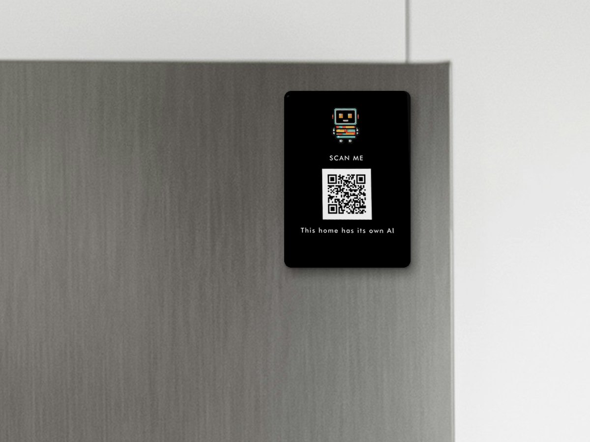 AskBnB QR code magnet on a fridge door